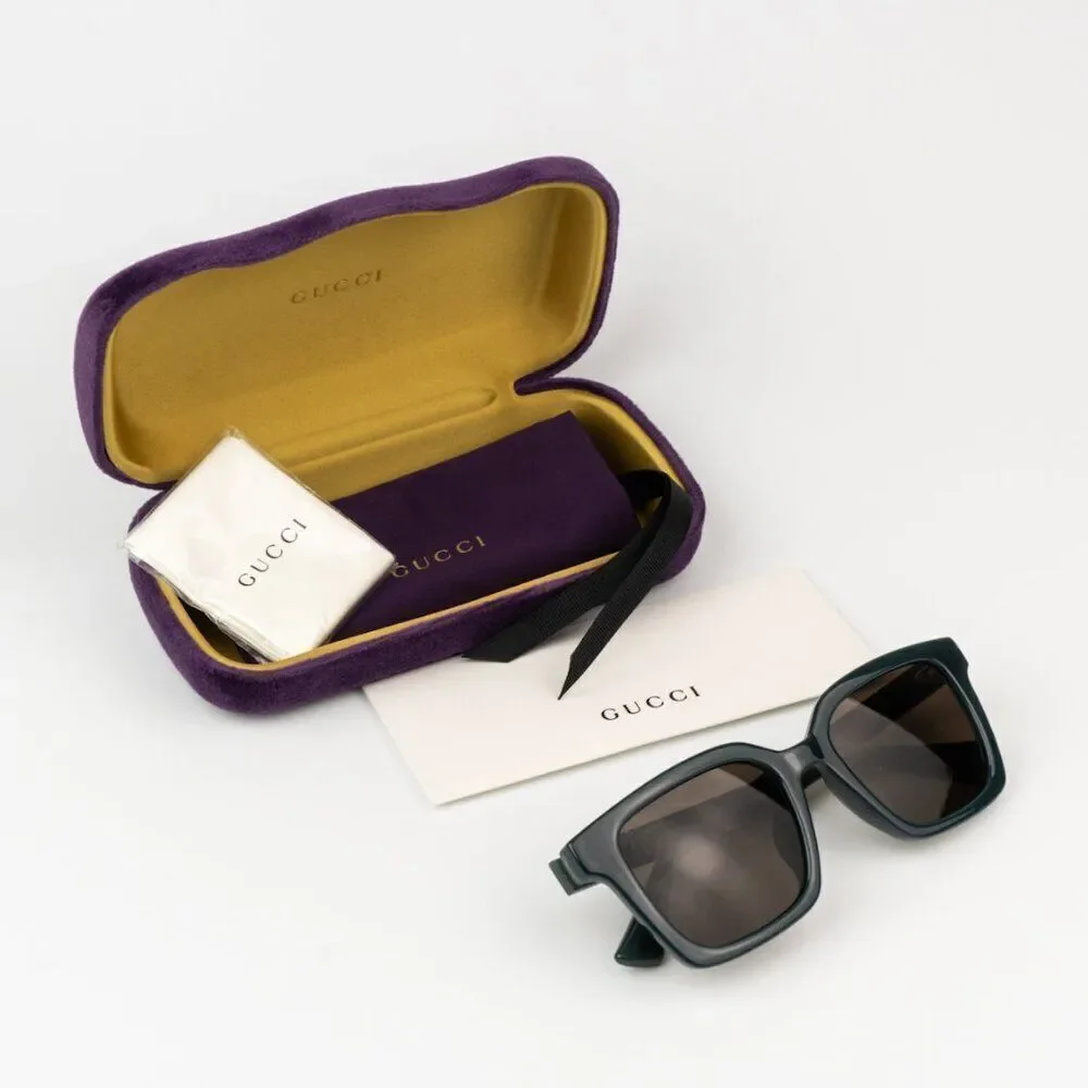 NEW Gucci GG1582SK 003 Opal Blue Grey Brown Unisex Square Sunglasses GG 1582SK